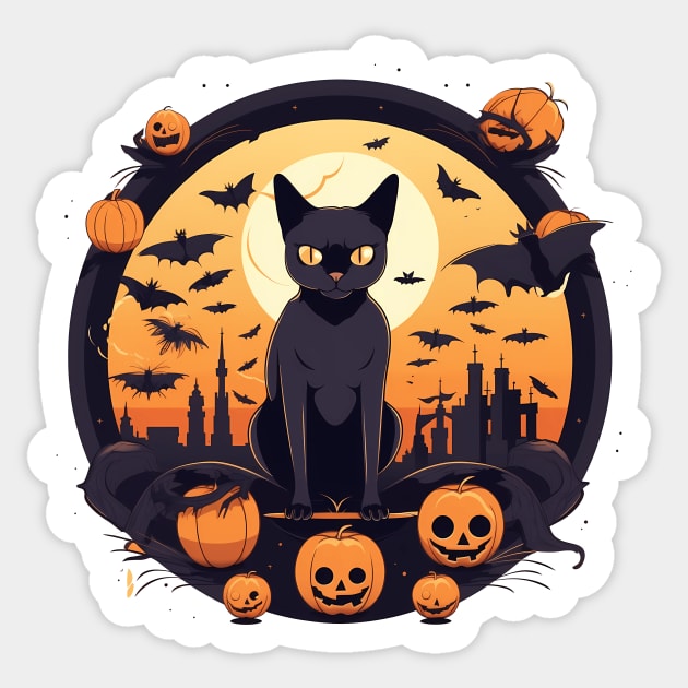 Burmese Cat Halloween, Cat Lover Sticker by logiamerch